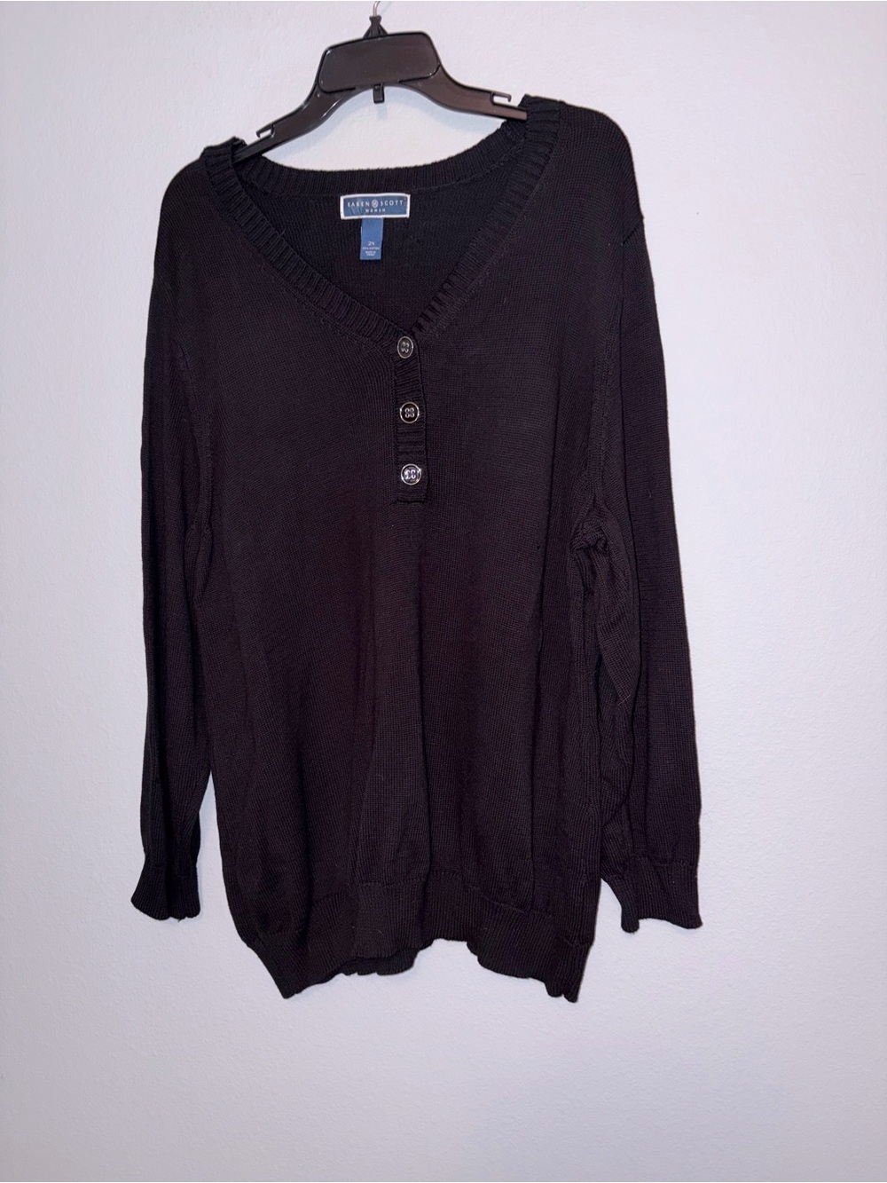 Karen Scott V-Neck Three Button Front Sweater Size 2X